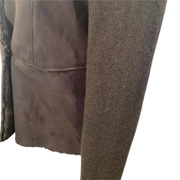 Jaclyn smith suede fabric knit faux fur brown jacket womens size S C hook & loop - Picture 5 of 8